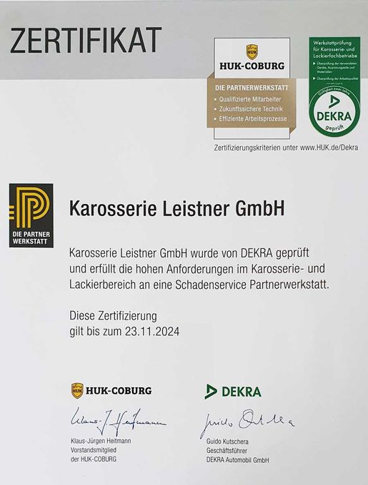 Zertifikat Karosserie Leistner GmbH