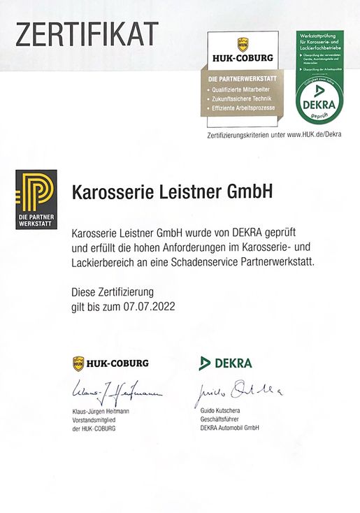 Zertifikat Karosserie Leistner GmbH